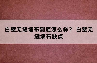 白璧无缝墙布到底怎么样？ 白璧无缝墙布缺点